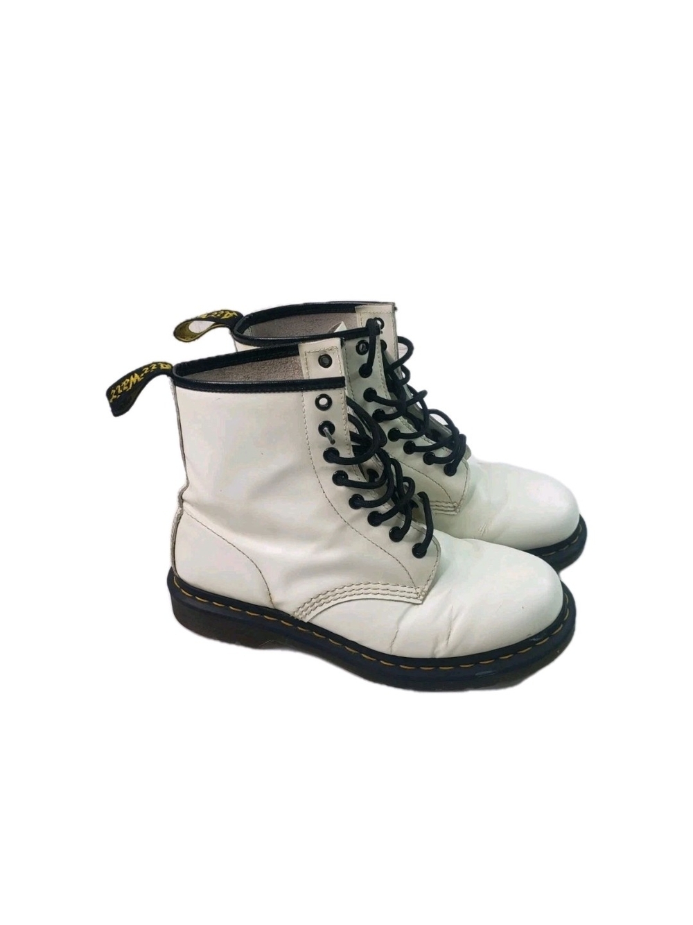 Dr. Martens White Leather Lace-Up Combat Boots Womens Size 8